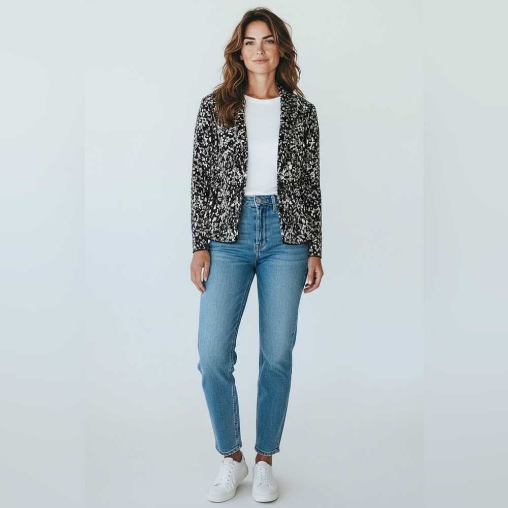 Chico’s Cardigan Jacket Black Gray Size 0 (Small)